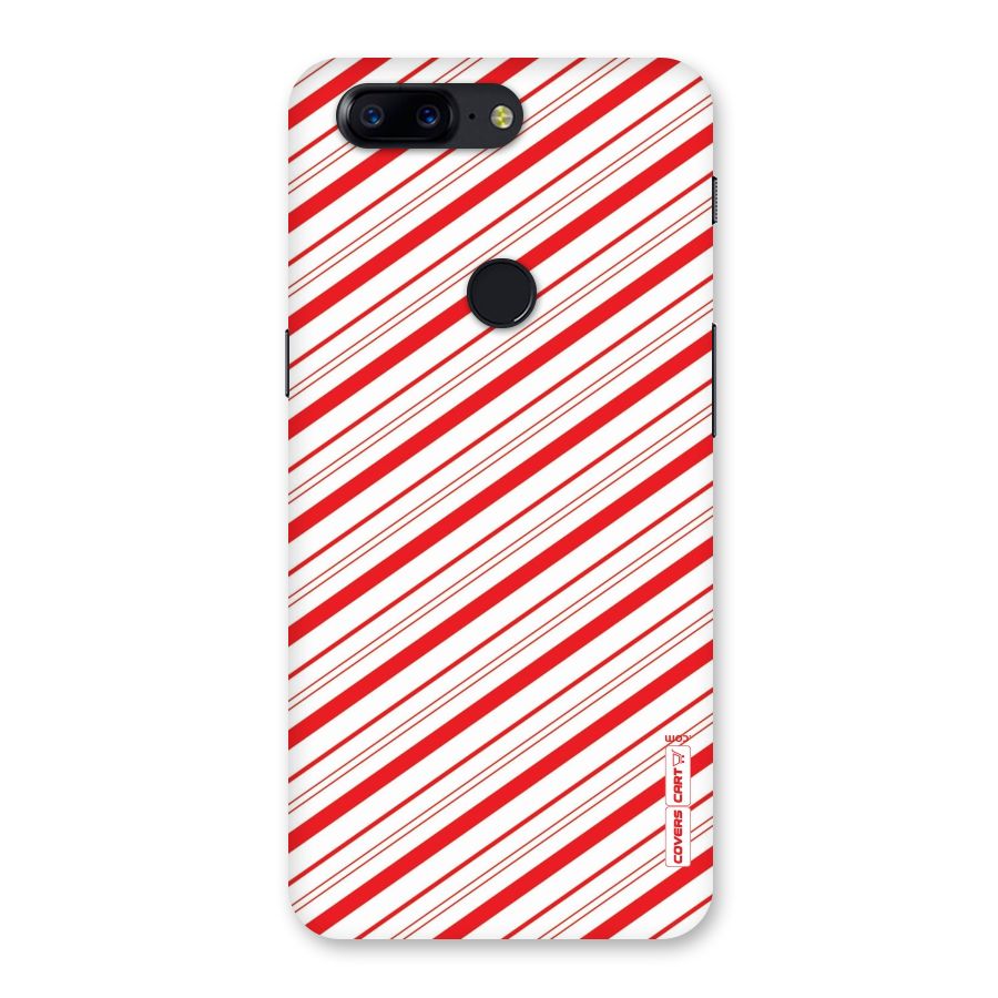 Red And White Diagonal Stripes Back Case for OnePlus 5T
