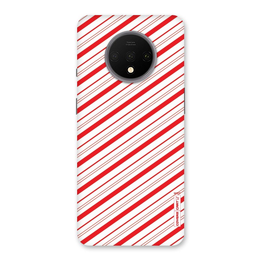 Red And White Diagonal Stripes Back Case for OnePlus 7T