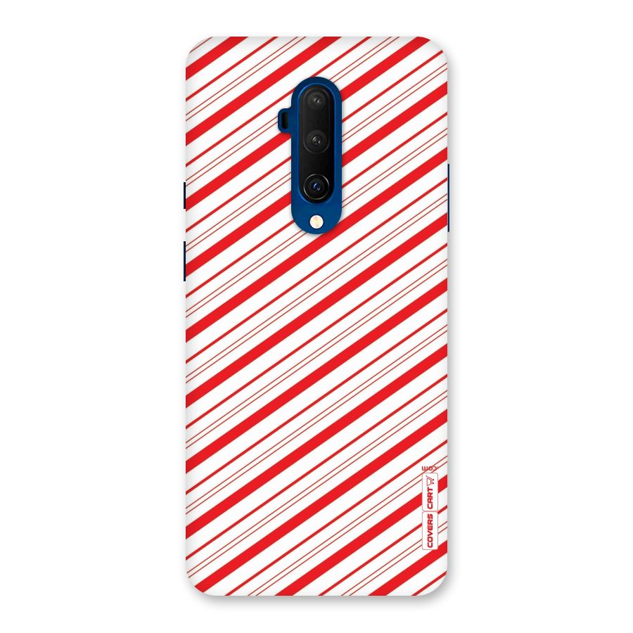 Red And White Diagonal Stripes Back Case for OnePlus 7T Pro