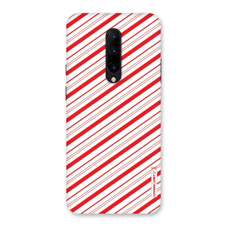 Red And White Diagonal Stripes Back Case for OnePlus 7 Pro