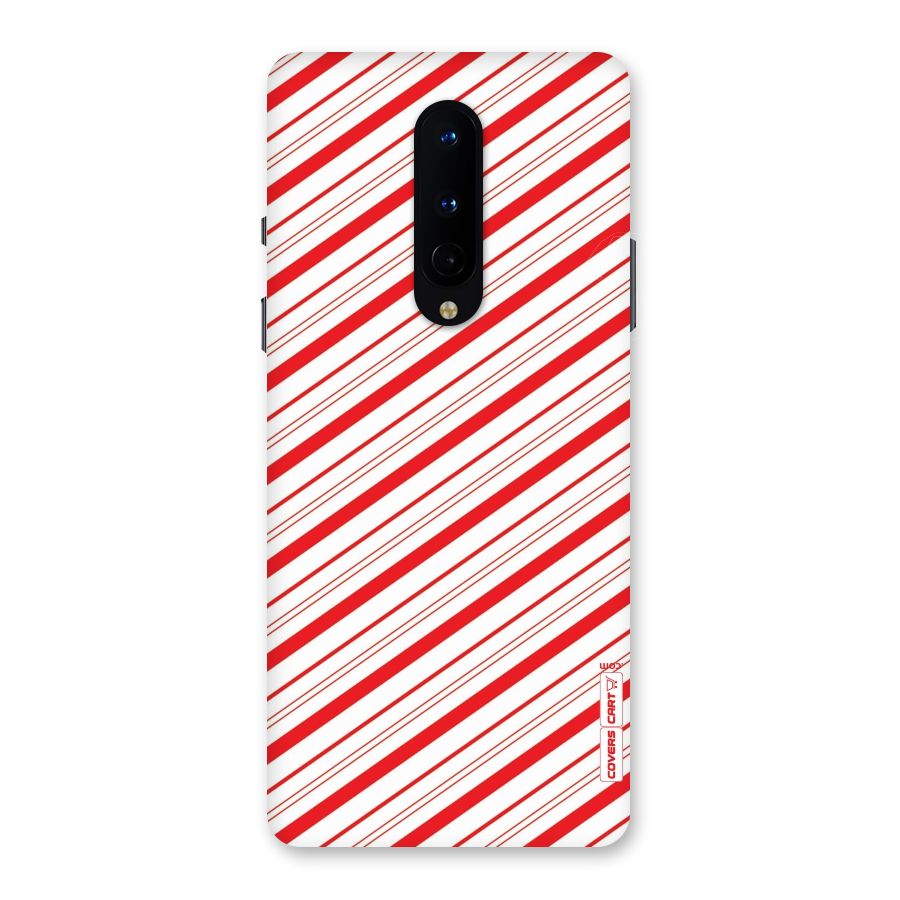 Red And White Diagonal Stripes Back Case for OnePlus 8