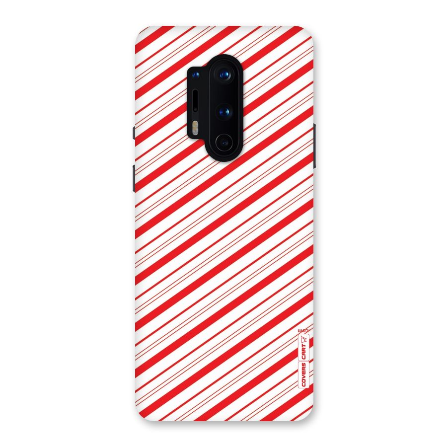 Red And White Diagonal Stripes Back Case for OnePlus 8 Pro
