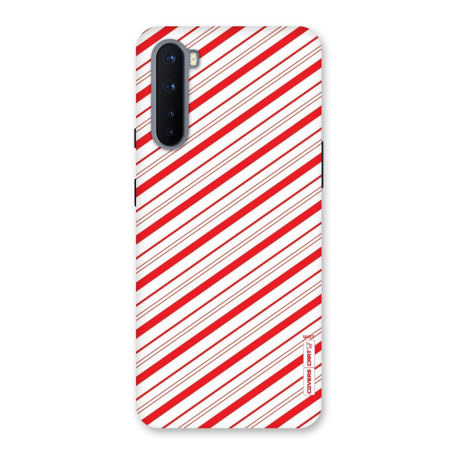 Red And White Diagonal Stripes Back Case for OnePlus Nord