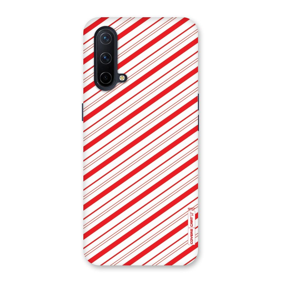 Red And White Diagonal Stripes Back Case for OnePlus Nord CE 5G