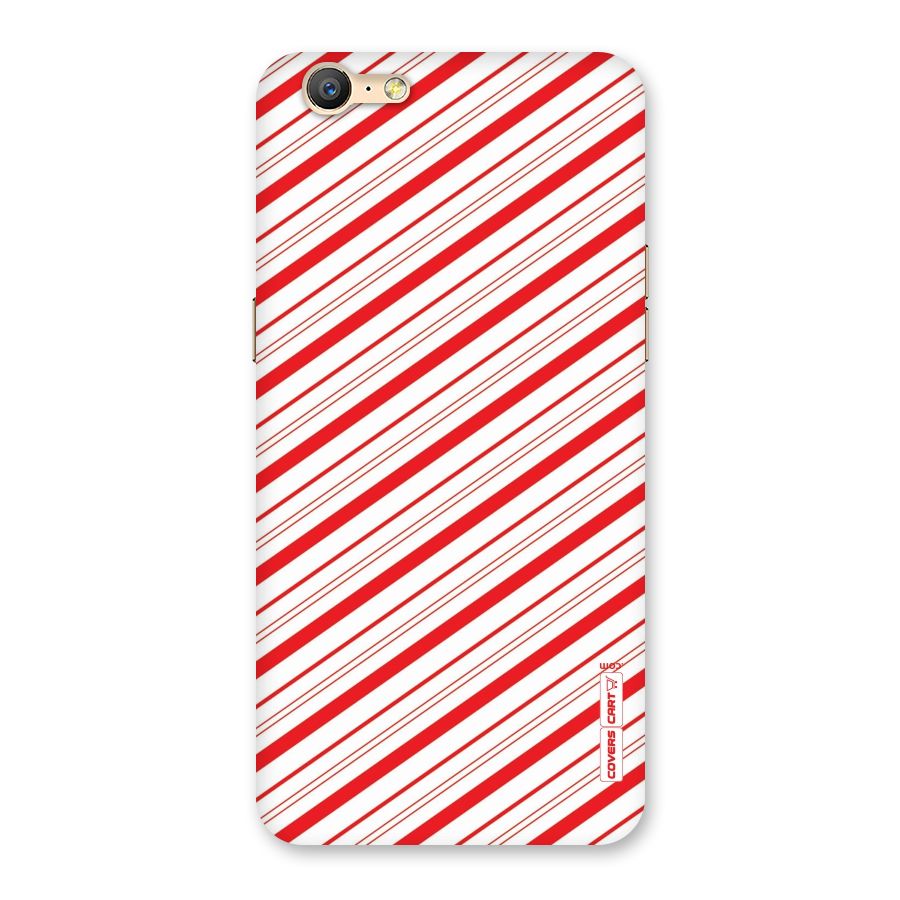 Red And White Diagonal Stripes Back Case for Oppo A39