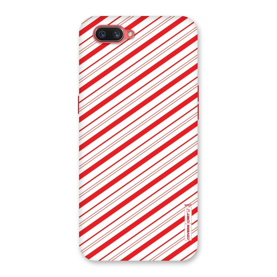 Red And White Diagonal Stripes Back Case for Oppo A3s