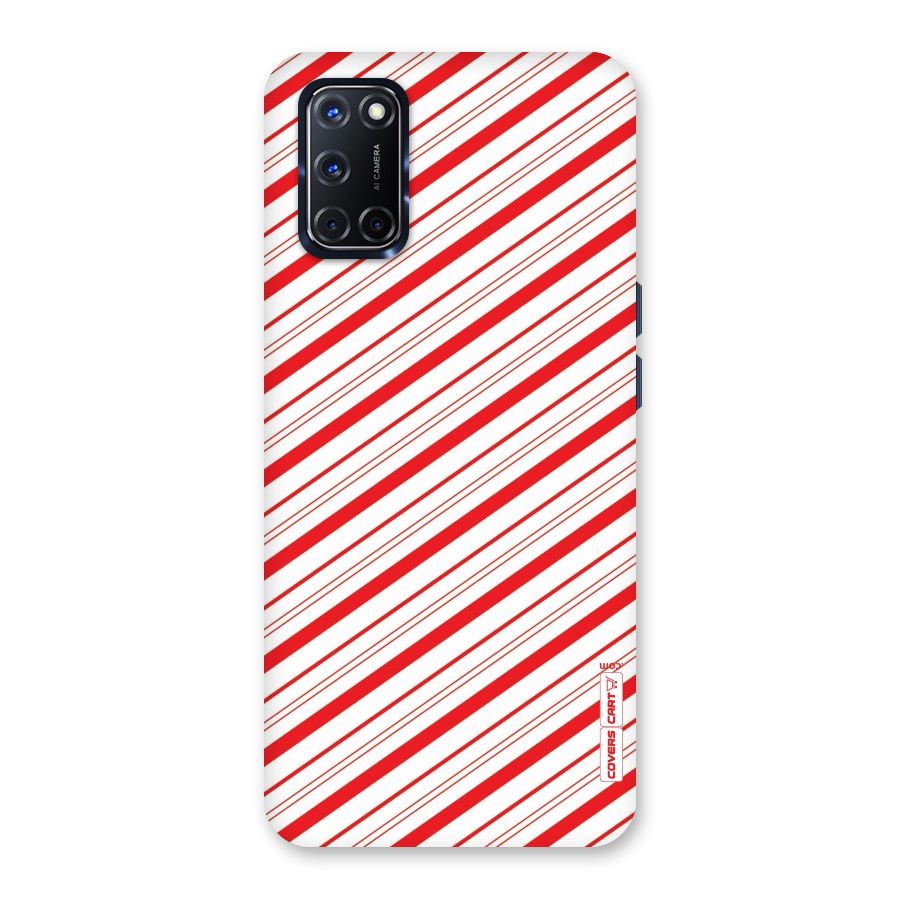 Red And White Diagonal Stripes Back Case for Oppo A52
