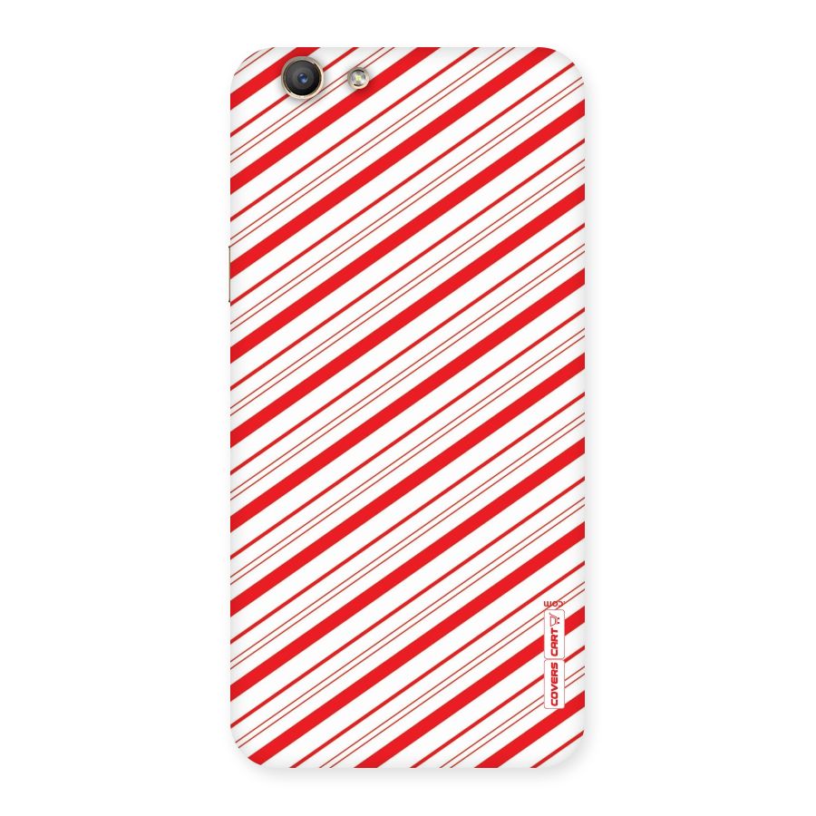 Red And White Diagonal Stripes Back Case for Oppo A59