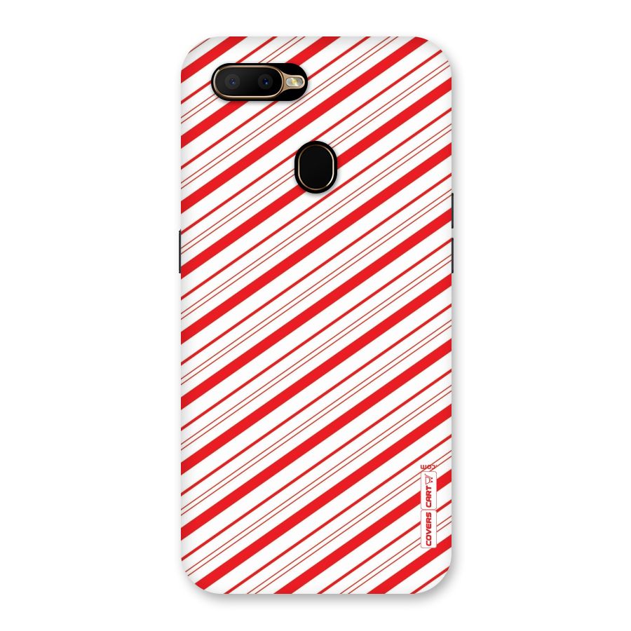 Red And White Diagonal Stripes Back Case for Oppo A5s