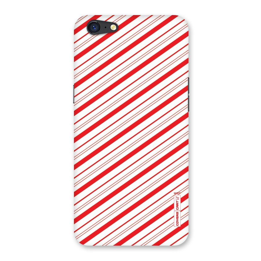 Red And White Diagonal Stripes Back Case for Oppo A71