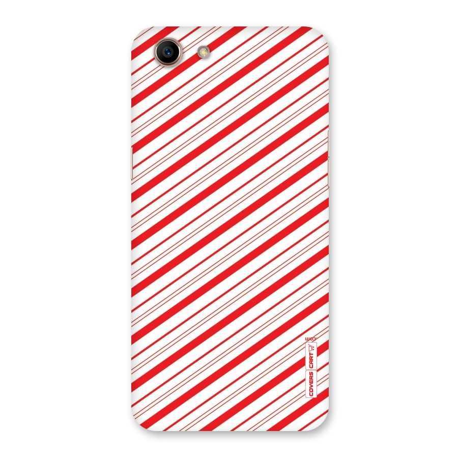 Red And White Diagonal Stripes Back Case for Oppo A83 (2018)
