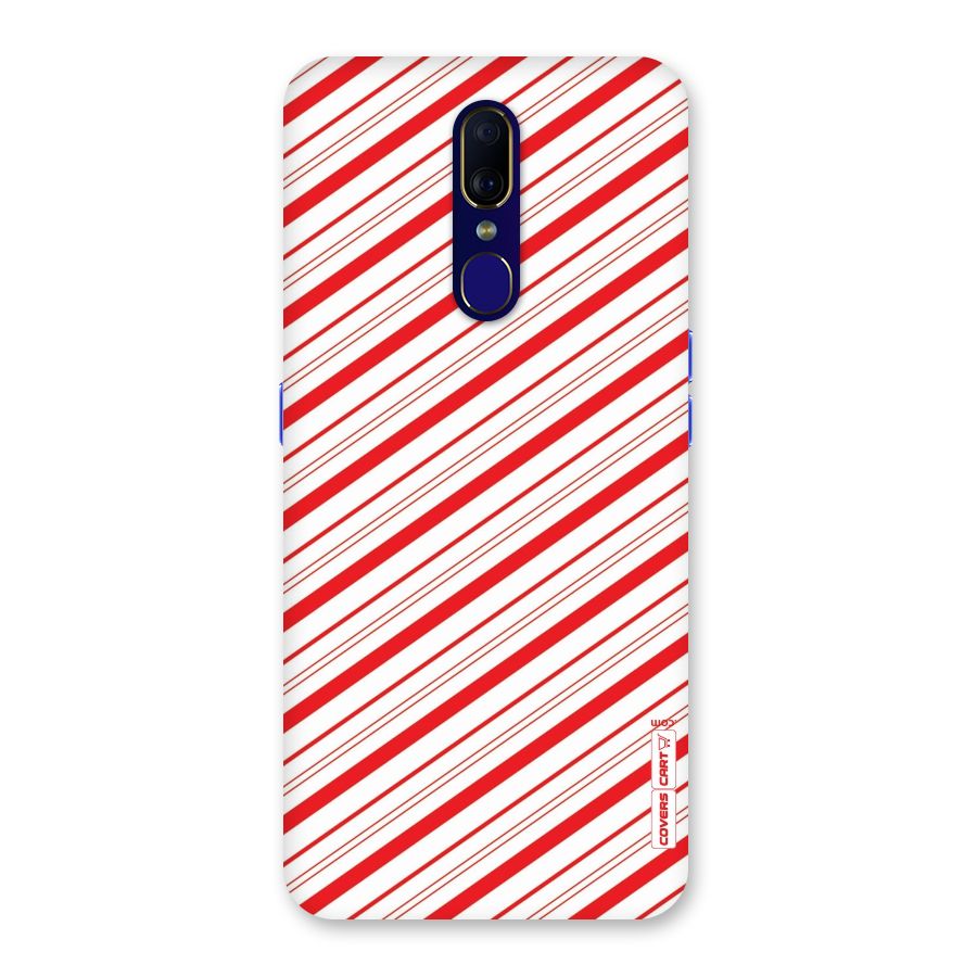 Red And White Diagonal Stripes Back Case for Oppo F11