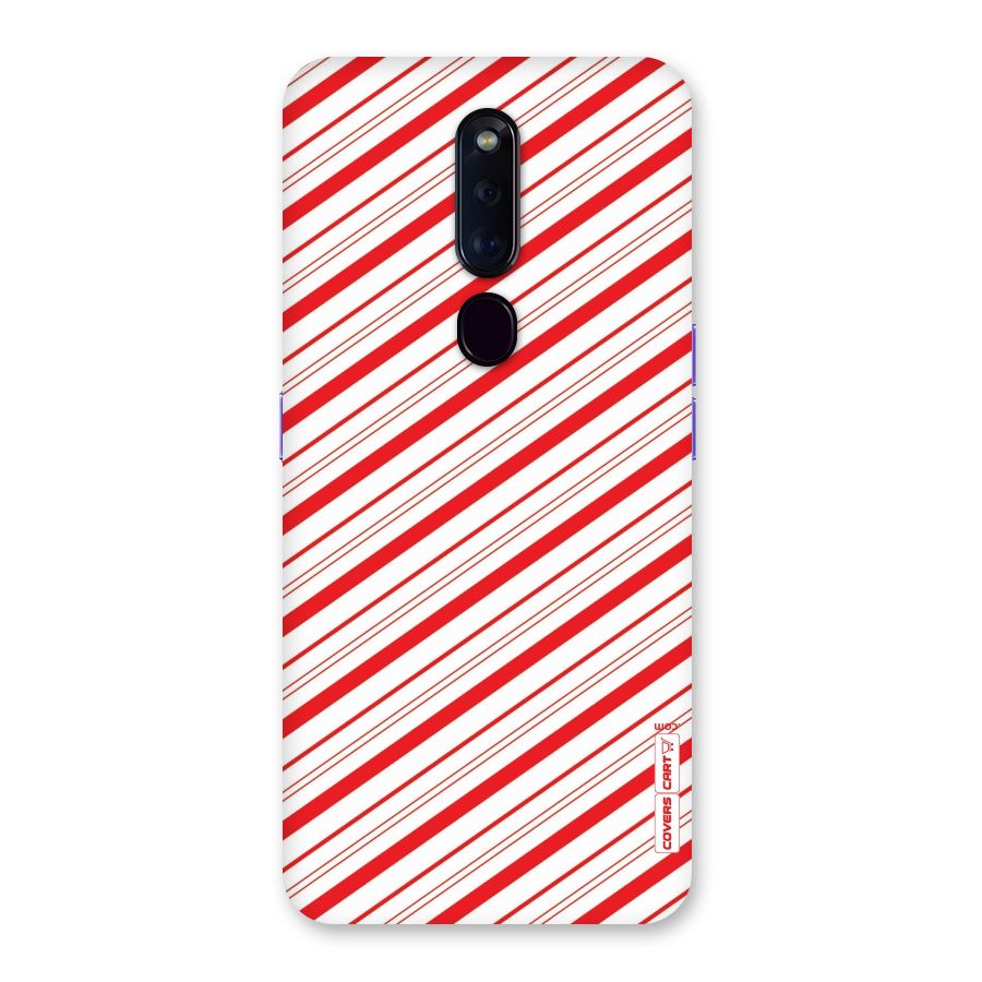 Red And White Diagonal Stripes Back Case for Oppo F11 Pro