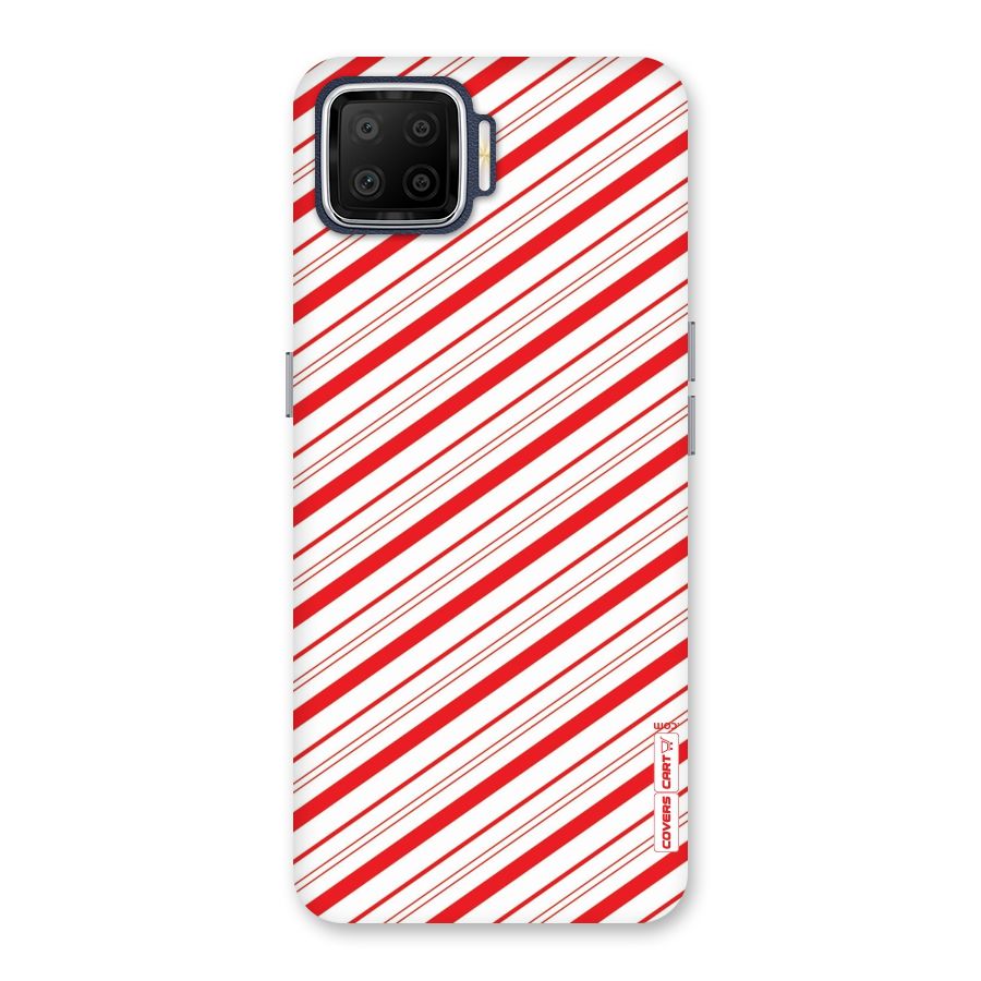 Red And White Diagonal Stripes Back Case for Oppo F17