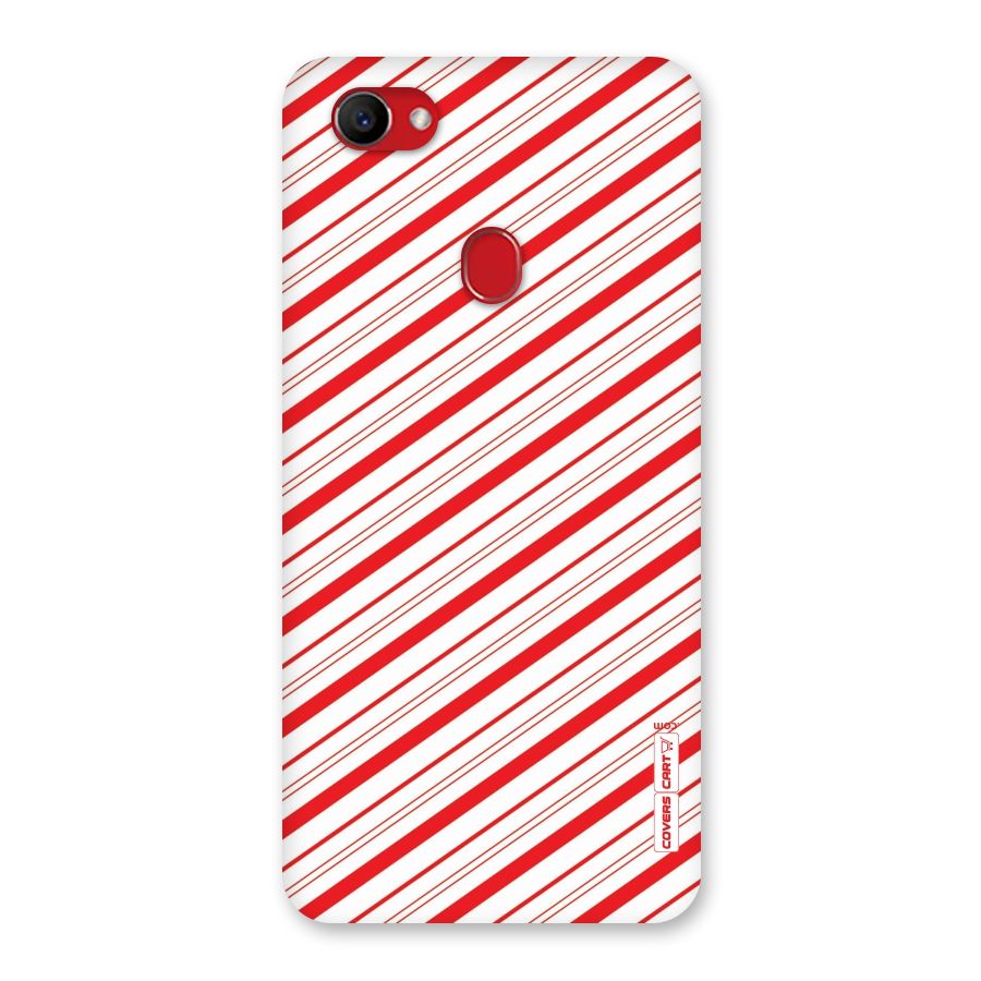 Red And White Diagonal Stripes Back Case for Oppo F7
