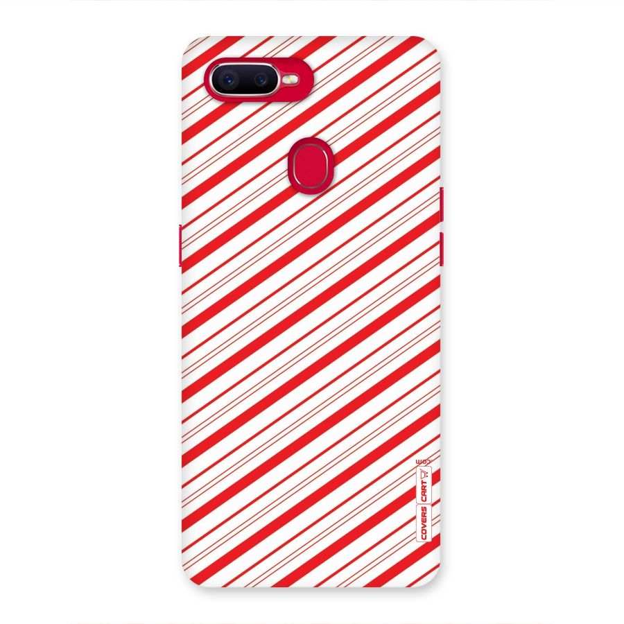 Red And White Diagonal Stripes Back Case for Oppo F9 Pro