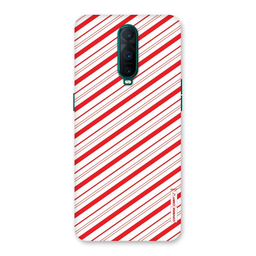 Red And White Diagonal Stripes Back Case for Oppo R17 Pro