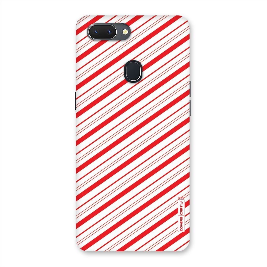 Red And White Diagonal Stripes Back Case for Oppo Realme 2