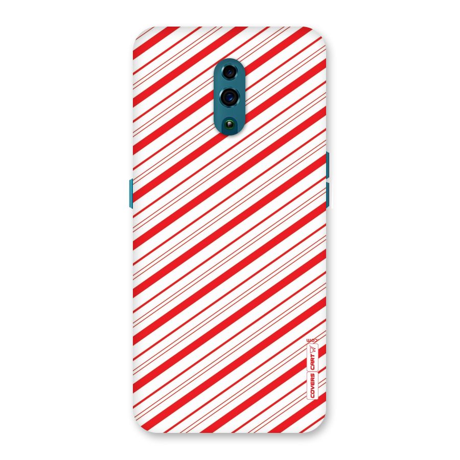 Red And White Diagonal Stripes Back Case for Oppo Reno