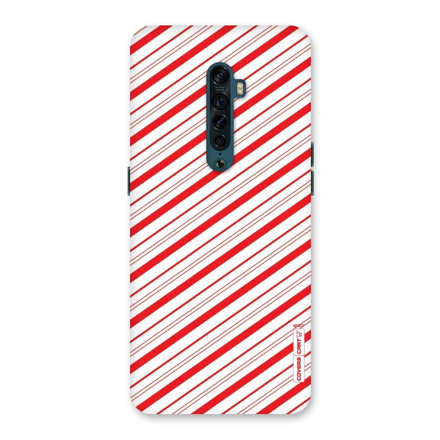 Red And White Diagonal Stripes Back Case for Oppo Reno2