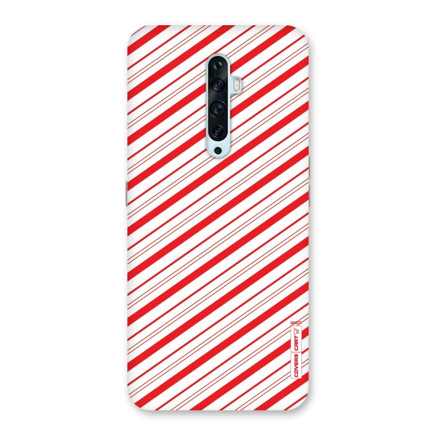 Red And White Diagonal Stripes Back Case for Oppo Reno2 F
