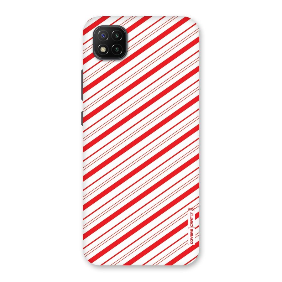 Red And White Diagonal Stripes Back Case for Poco C3