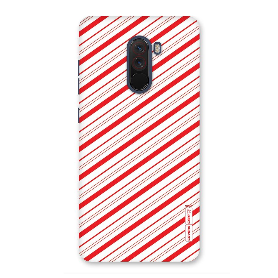 Red And White Diagonal Stripes Back Case for Poco F1