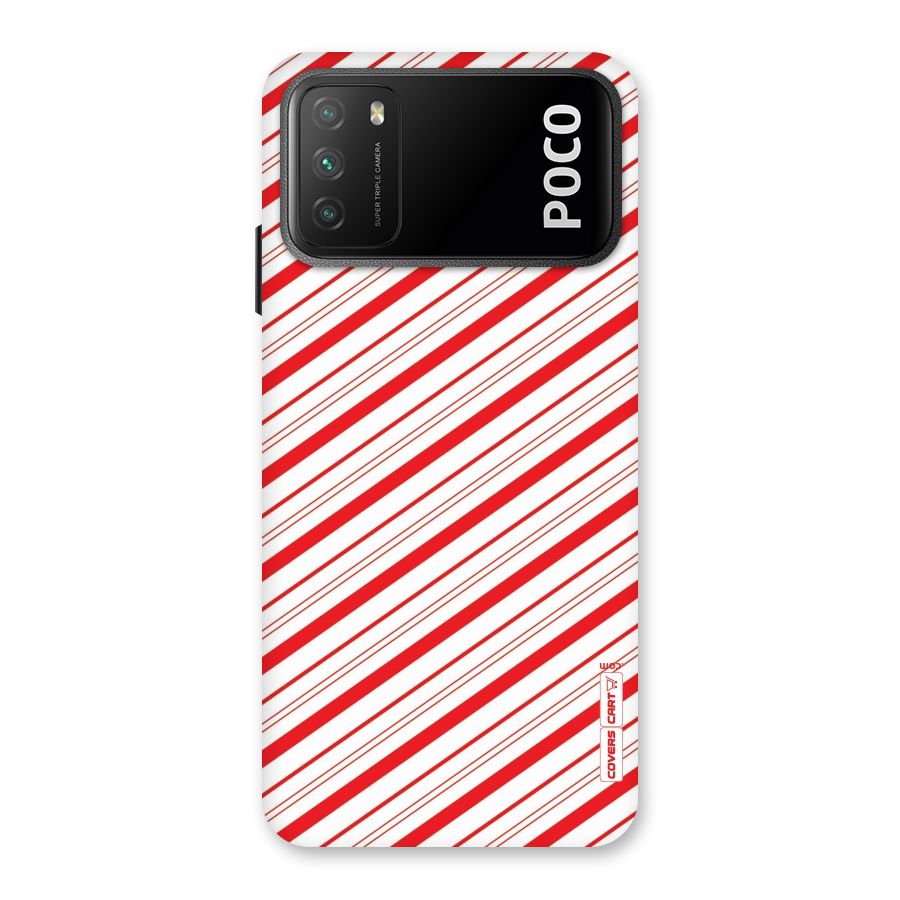 Red And White Diagonal Stripes Back Case for Poco M3