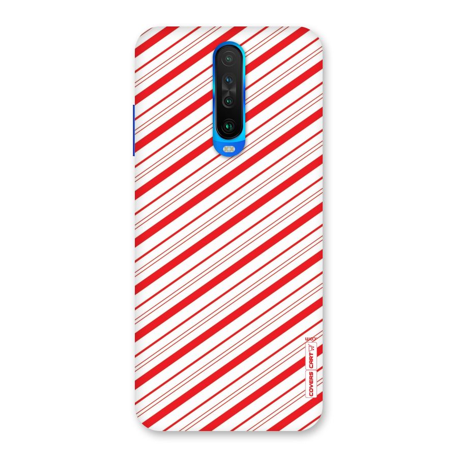 Red And White Diagonal Stripes Back Case for Poco X2