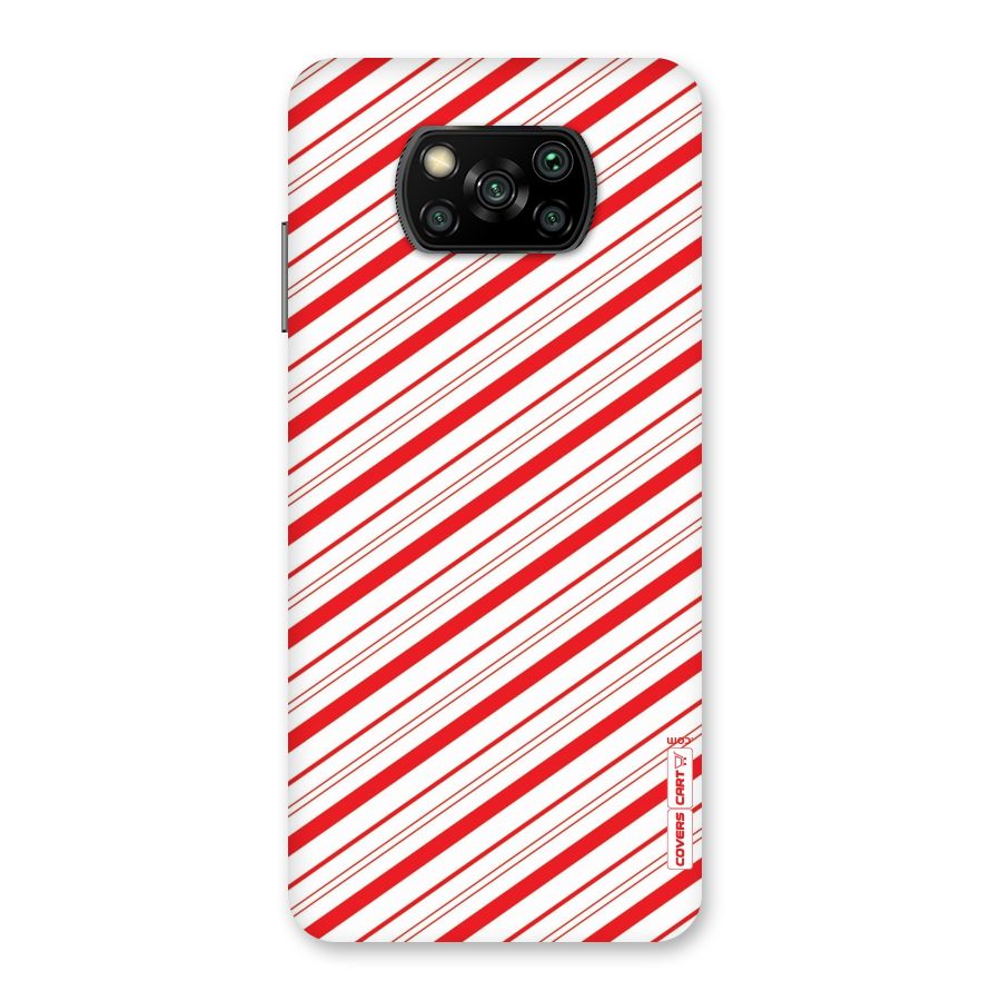 Red And White Diagonal Stripes Back Case for Poco X3