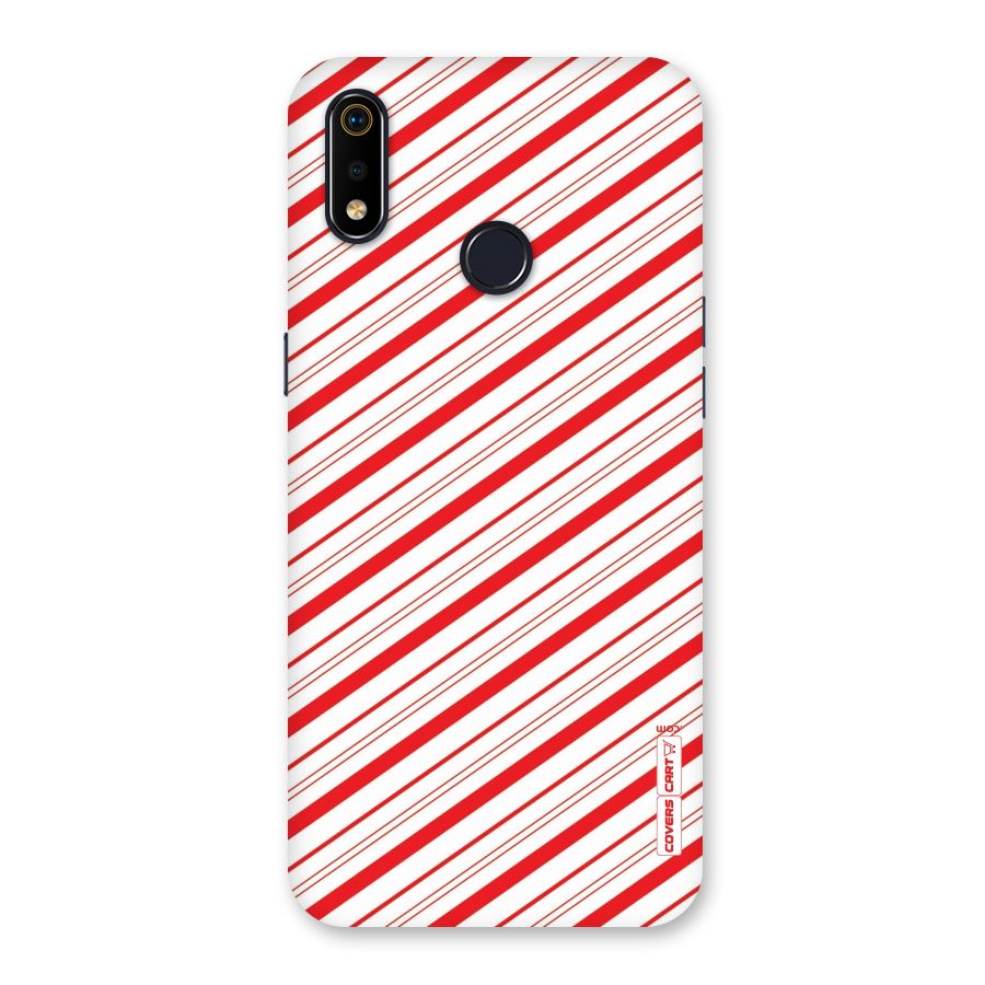 Red And White Diagonal Stripes Back Case for Realme 3i