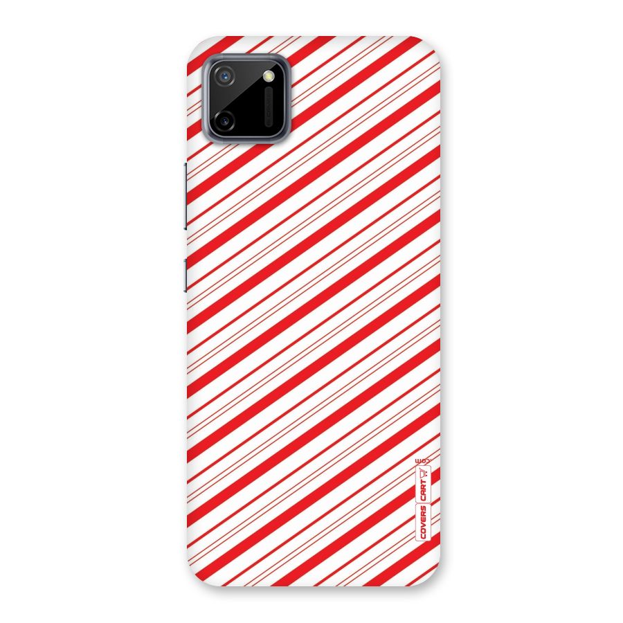 Red And White Diagonal Stripes Back Case for Realme C11