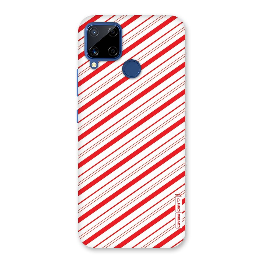 Red And White Diagonal Stripes Back Case for Realme C15