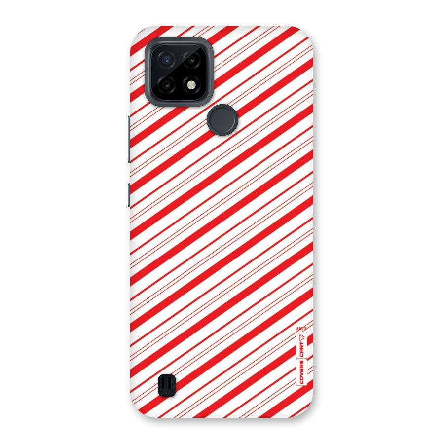 Red And White Diagonal Stripes Back Case for Realme C21