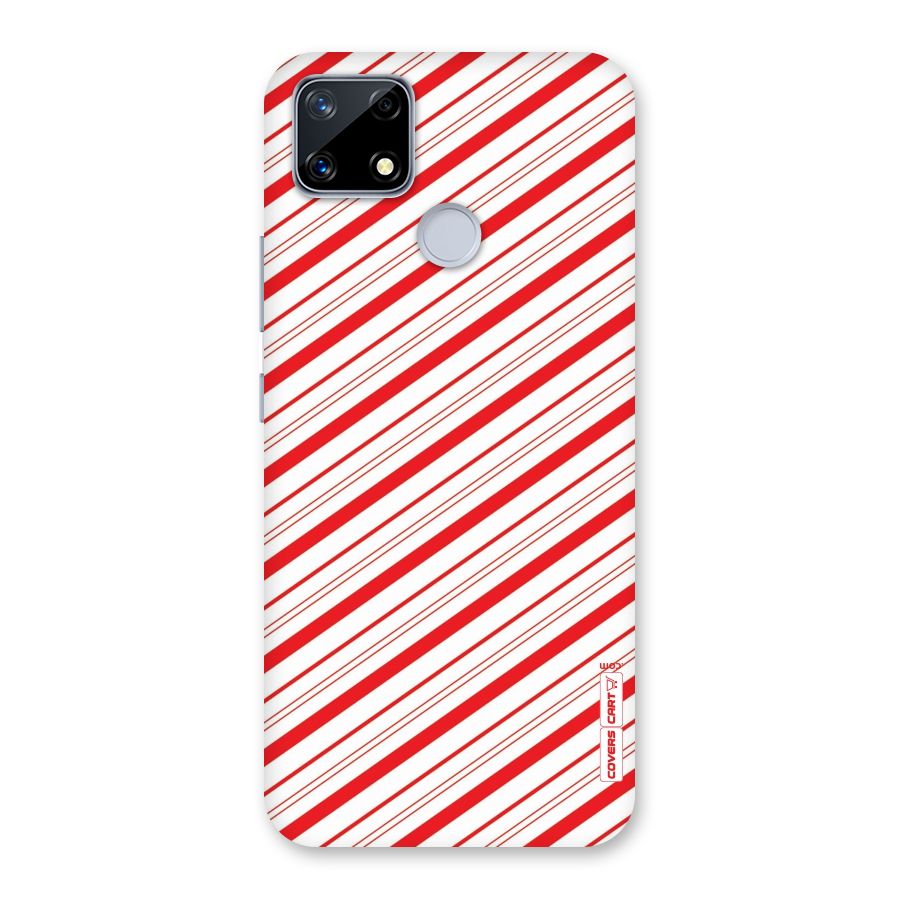 Red And White Diagonal Stripes Back Case for Realme Narzo 20