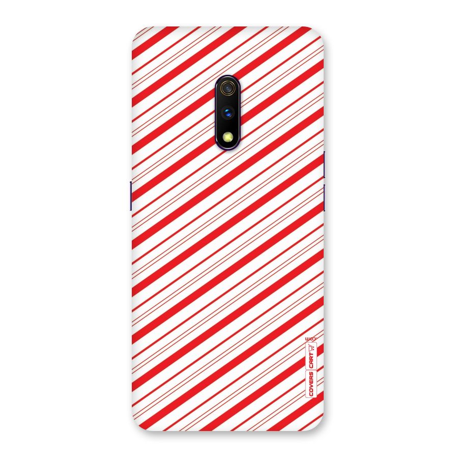 Red And White Diagonal Stripes Back Case for Realme X