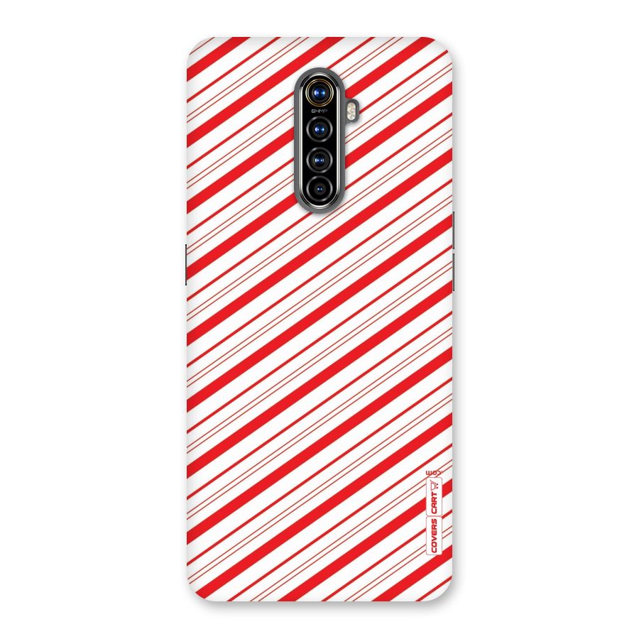 Red And White Diagonal Stripes Back Case for Realme X2 Pro