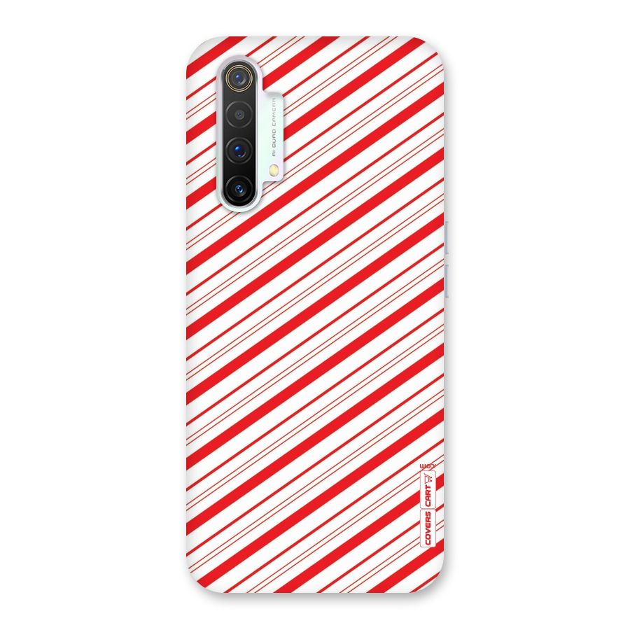 Red And White Diagonal Stripes Back Case for Realme X3