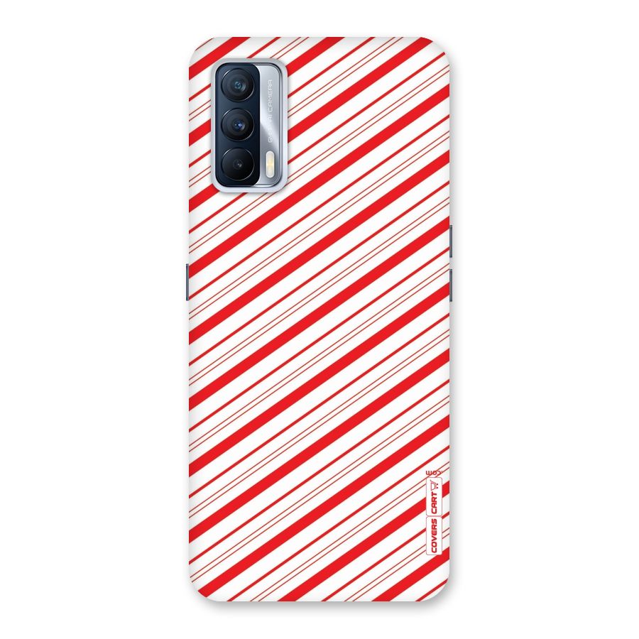 Red And White Diagonal Stripes Back Case for Realme X7