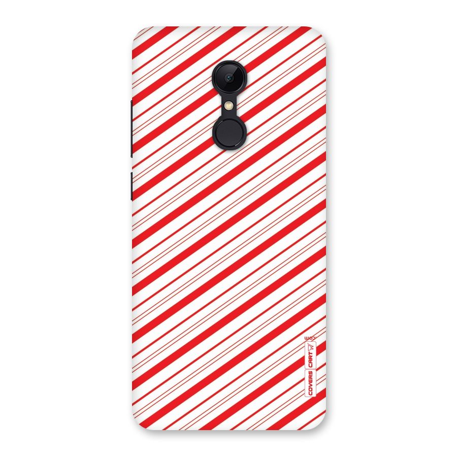 Red And White Diagonal Stripes Back Case for Redmi 5