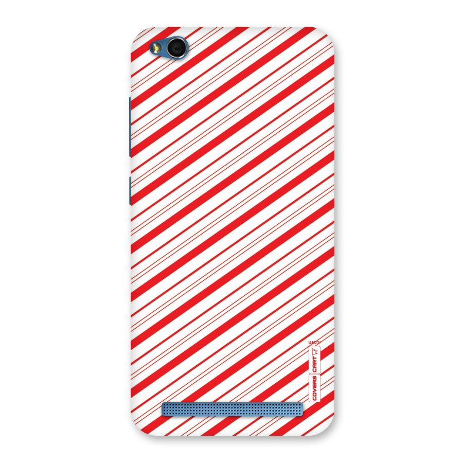 Red And White Diagonal Stripes Back Case for Redmi 5A