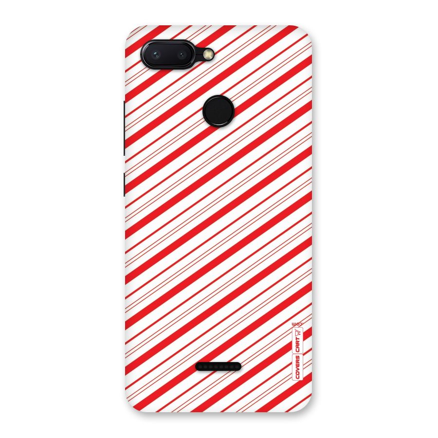 Red And White Diagonal Stripes Back Case for Redmi 6