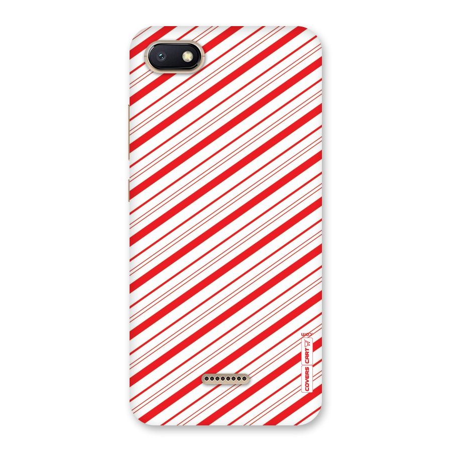 Red And White Diagonal Stripes Back Case for Redmi 6A