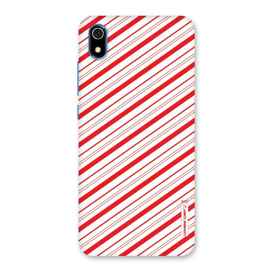 Red And White Diagonal Stripes Back Case for Redmi 7A