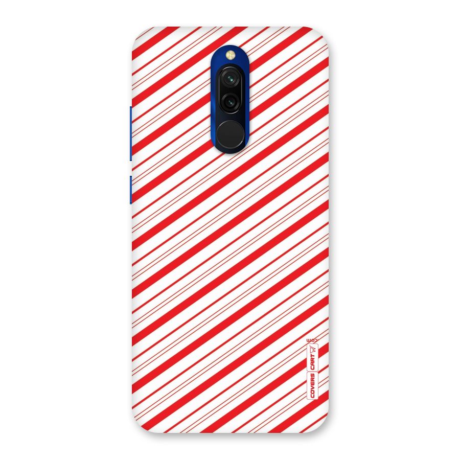 Red And White Diagonal Stripes Back Case for Redmi 8