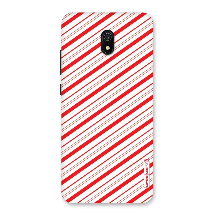 Red And White Diagonal Stripes Back Case for Redmi 8A