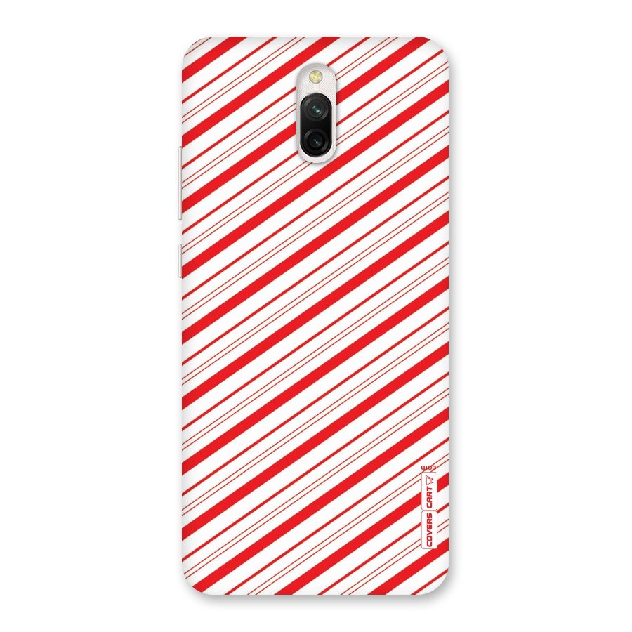 Red And White Diagonal Stripes Back Case for Redmi 8A Dual