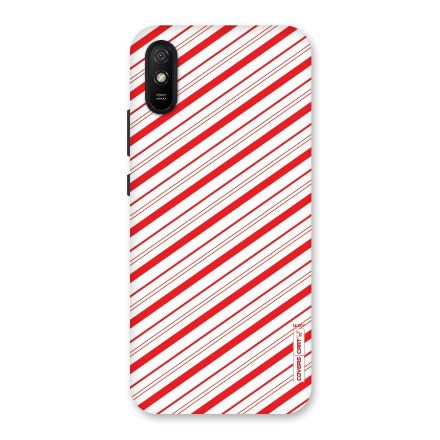 Red And White Diagonal Stripes Back Case for Redmi 9A