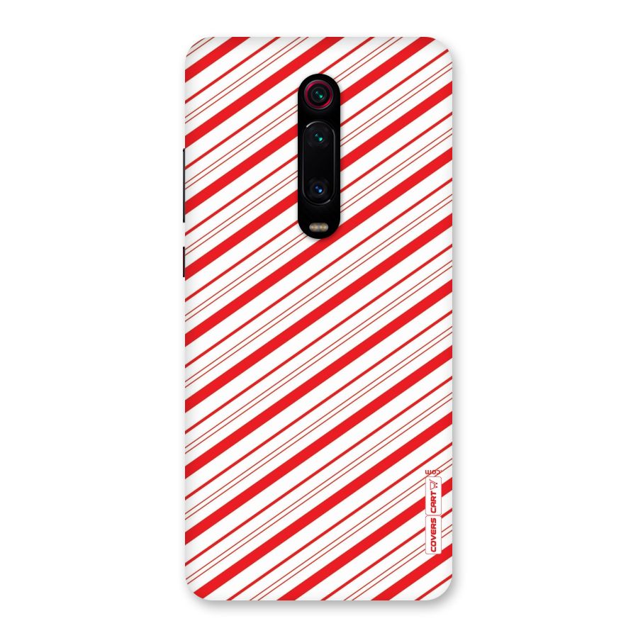 Red And White Diagonal Stripes Back Case for Redmi K20