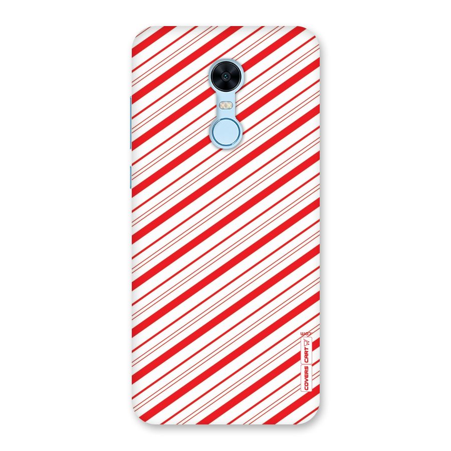 Red And White Diagonal Stripes Back Case for Redmi Note 5